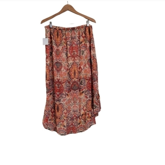 New Status By Chenault Boho Floral Chiffon Pull On Skirt Size Large - Picture 4 of 6